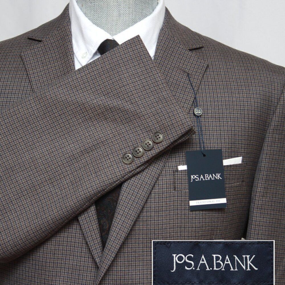 Jos A‎ Bank Mens Blazer 42L Traditional Fit Check Sportcoat D040215